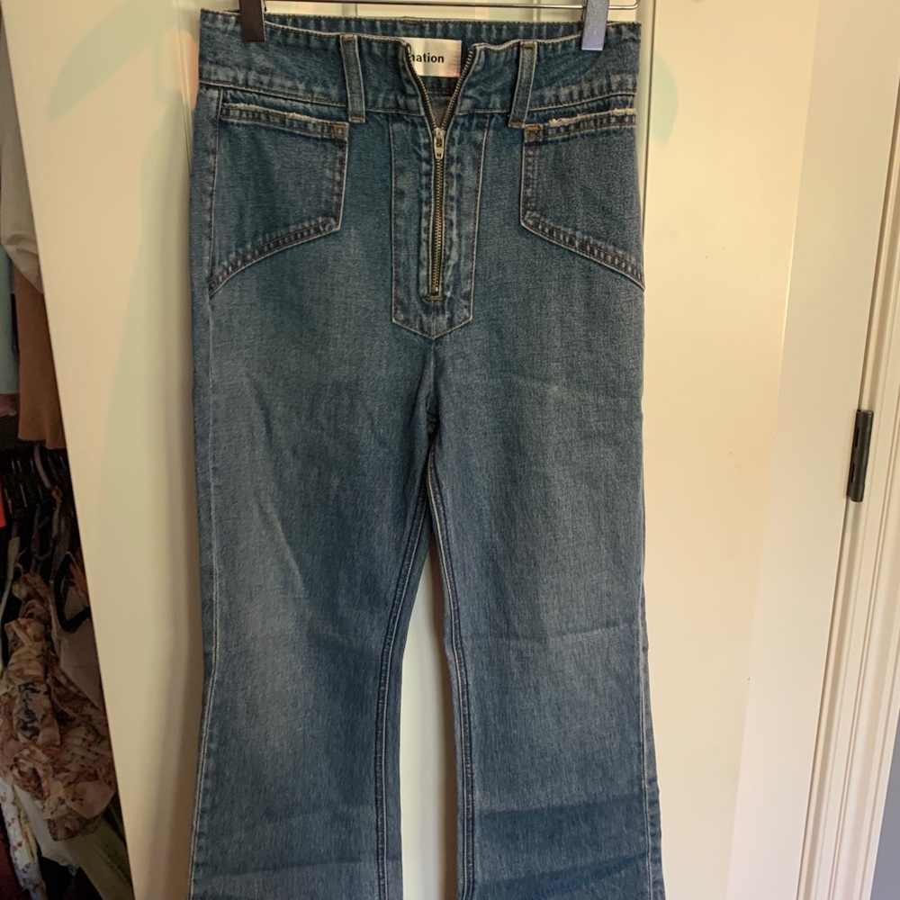 REFORMATION size: 23 flare crop jeans
